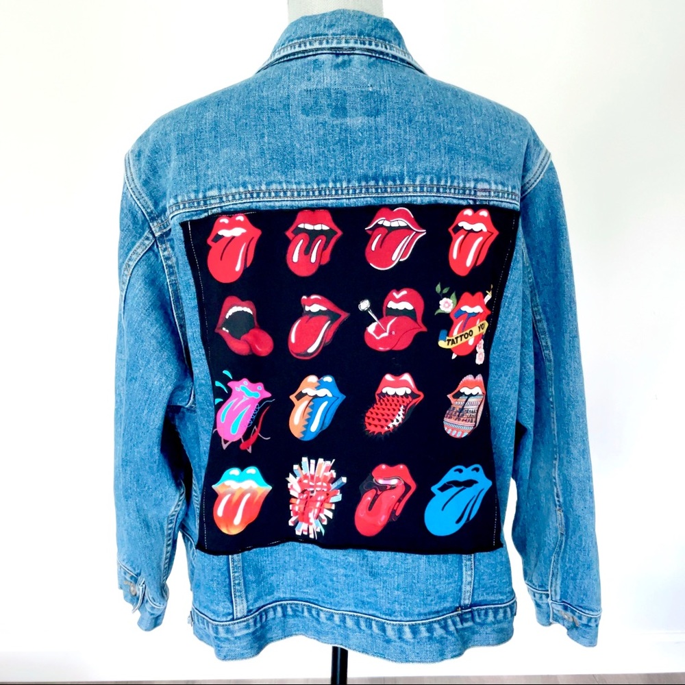 Rolling Stone tongue logo  denim jacket 🔥🔥🔥